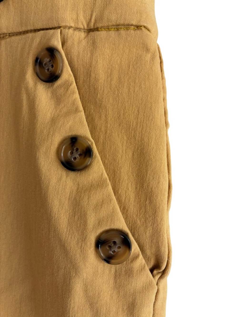Christopher & Banks Mustard Yellow Capris with Button Accents - Picture 3 of 4